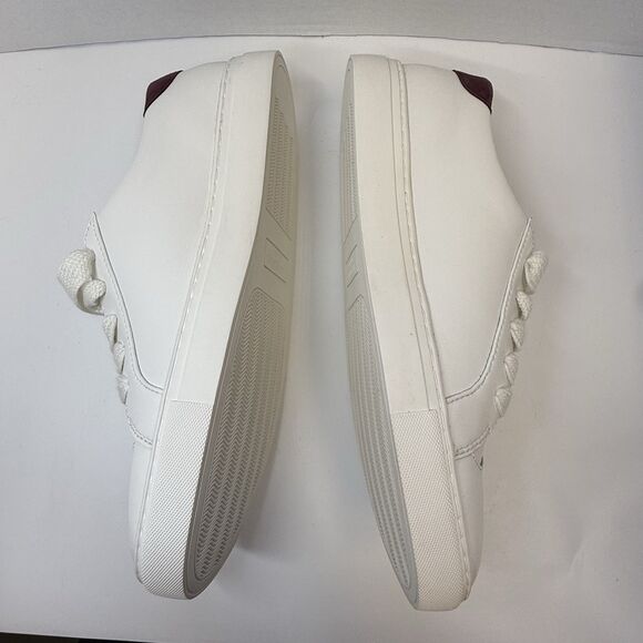 Kate Spade Fez Leather Low Top Sneaker In Optic White & Suede Maroon Sz 11 New - Picture 3 of 9